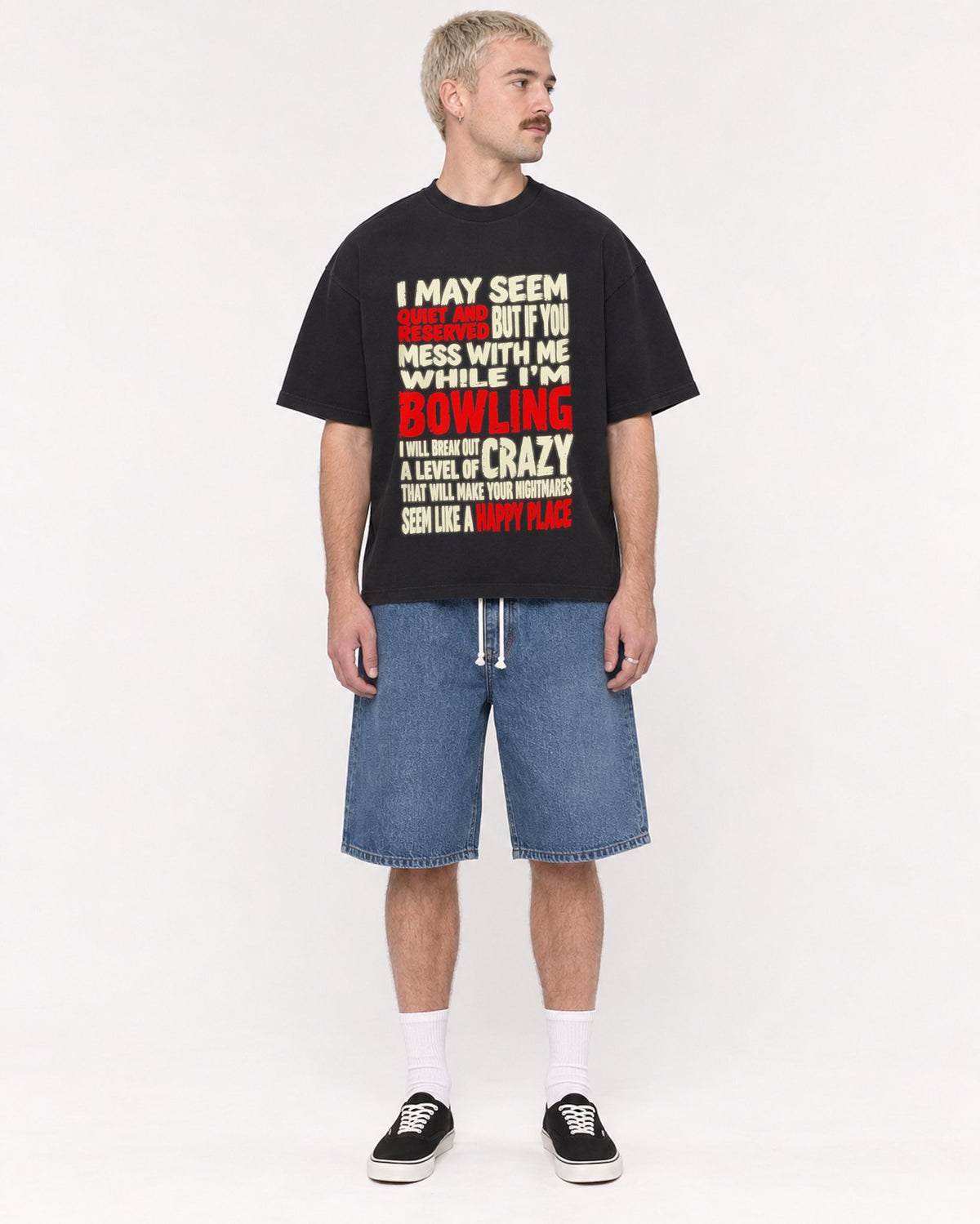 Mockup Boxy Heavyweight Tee Black male full-body 39