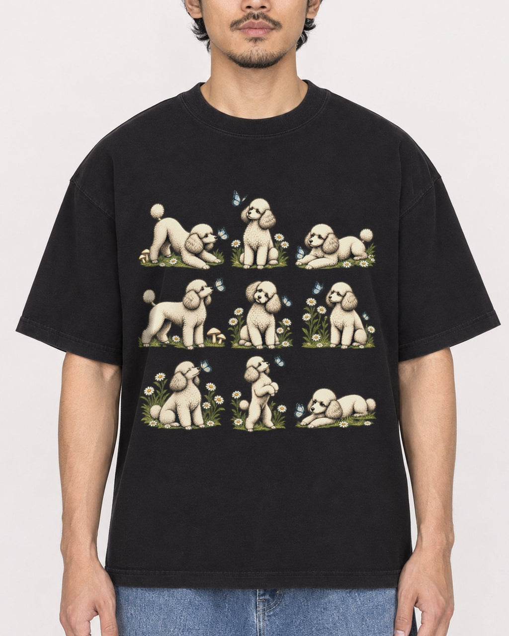 Mockup Boxy Heavyweight Tee Black male close-up 02