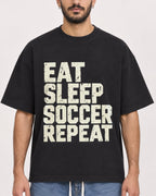 Mockup Boxy Heavyweight Tee Black male close-up 07
