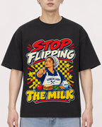 Mockup Boxy Heavyweight Tee Black male close-up 01