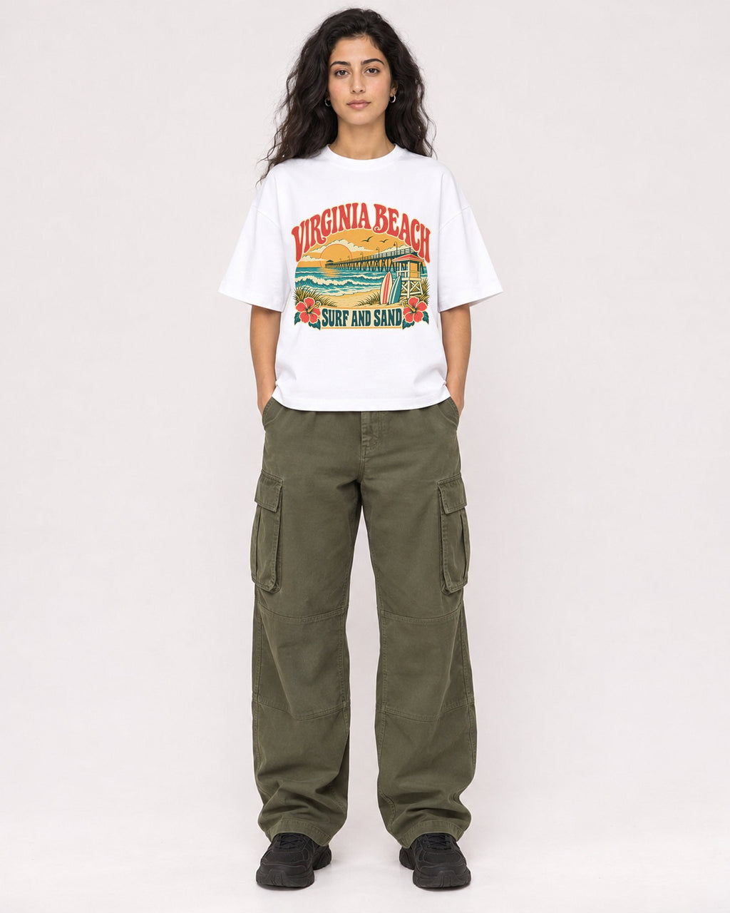 Mockup Boxy Heavyweight Tee White female full-body 07