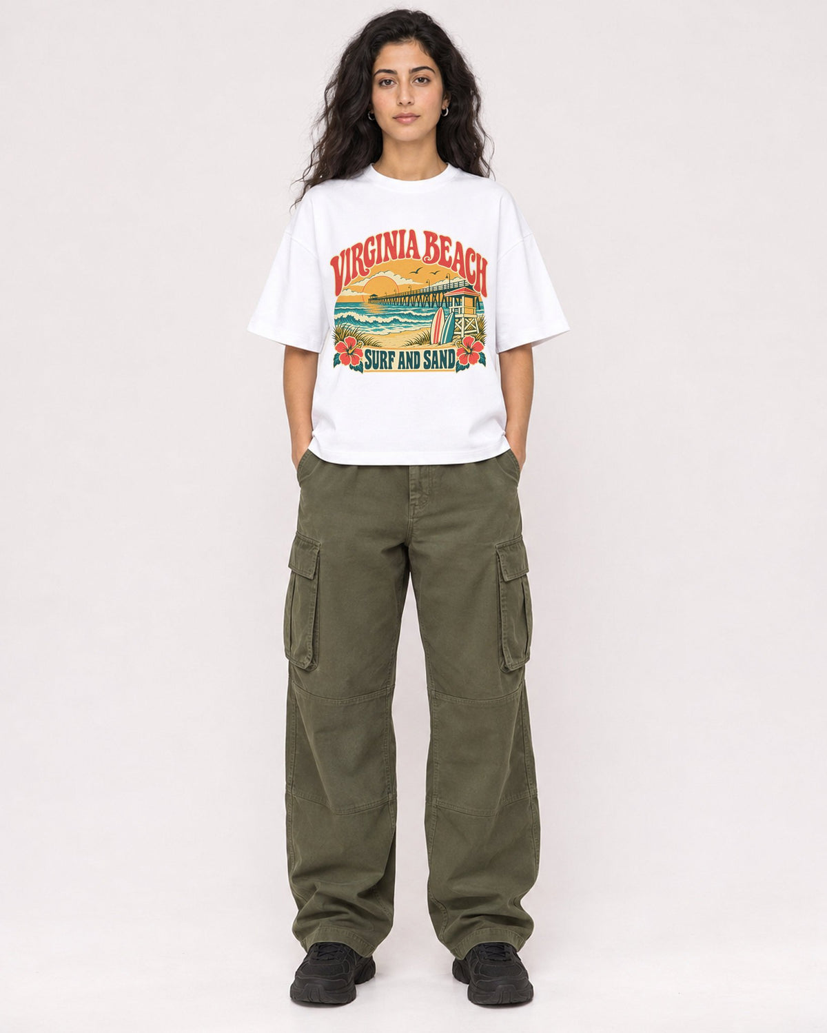 Mockup Boxy Heavyweight Tee White female full-body 07
