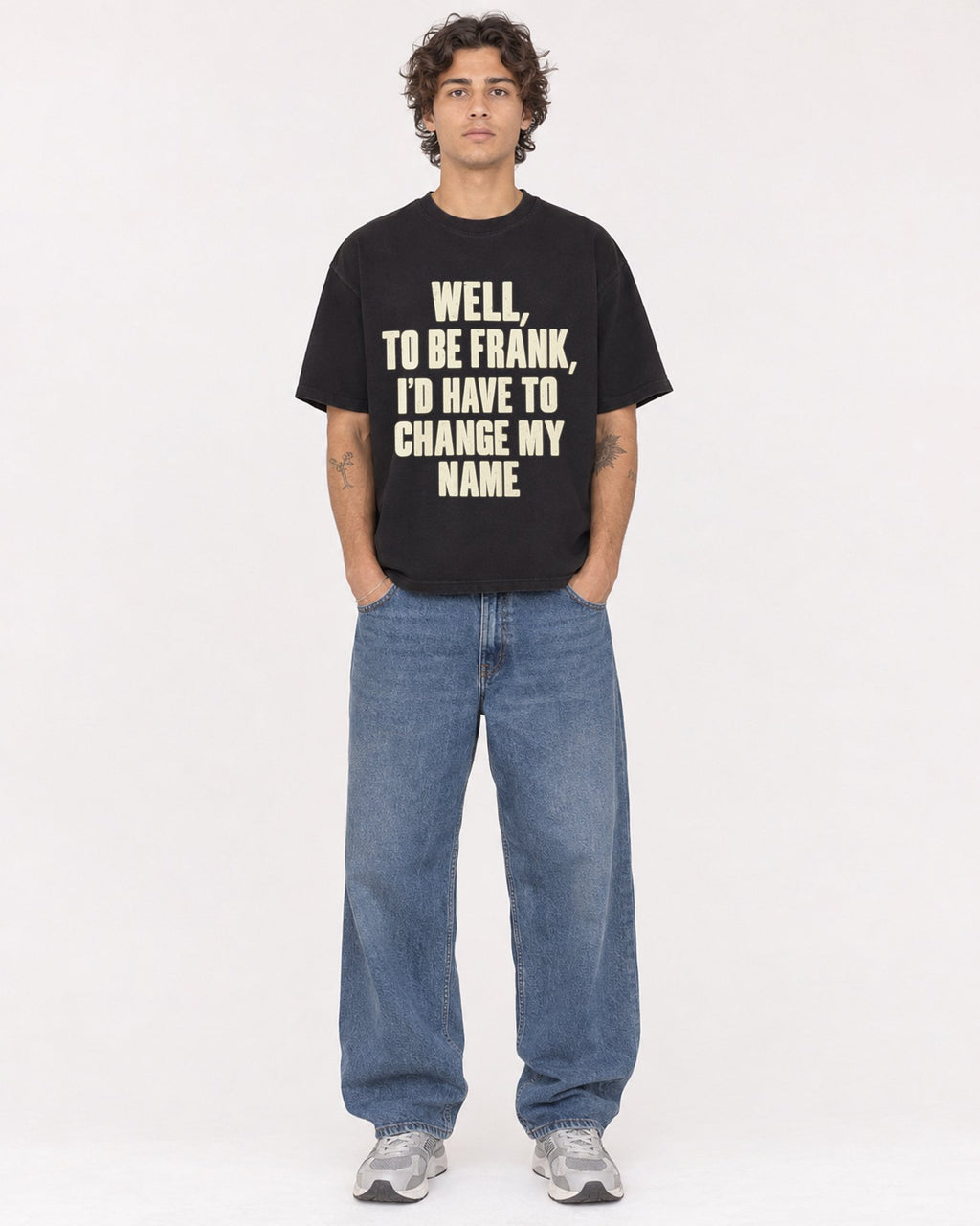 Mockup Boxy Heavyweight Tee Black male full-body 30