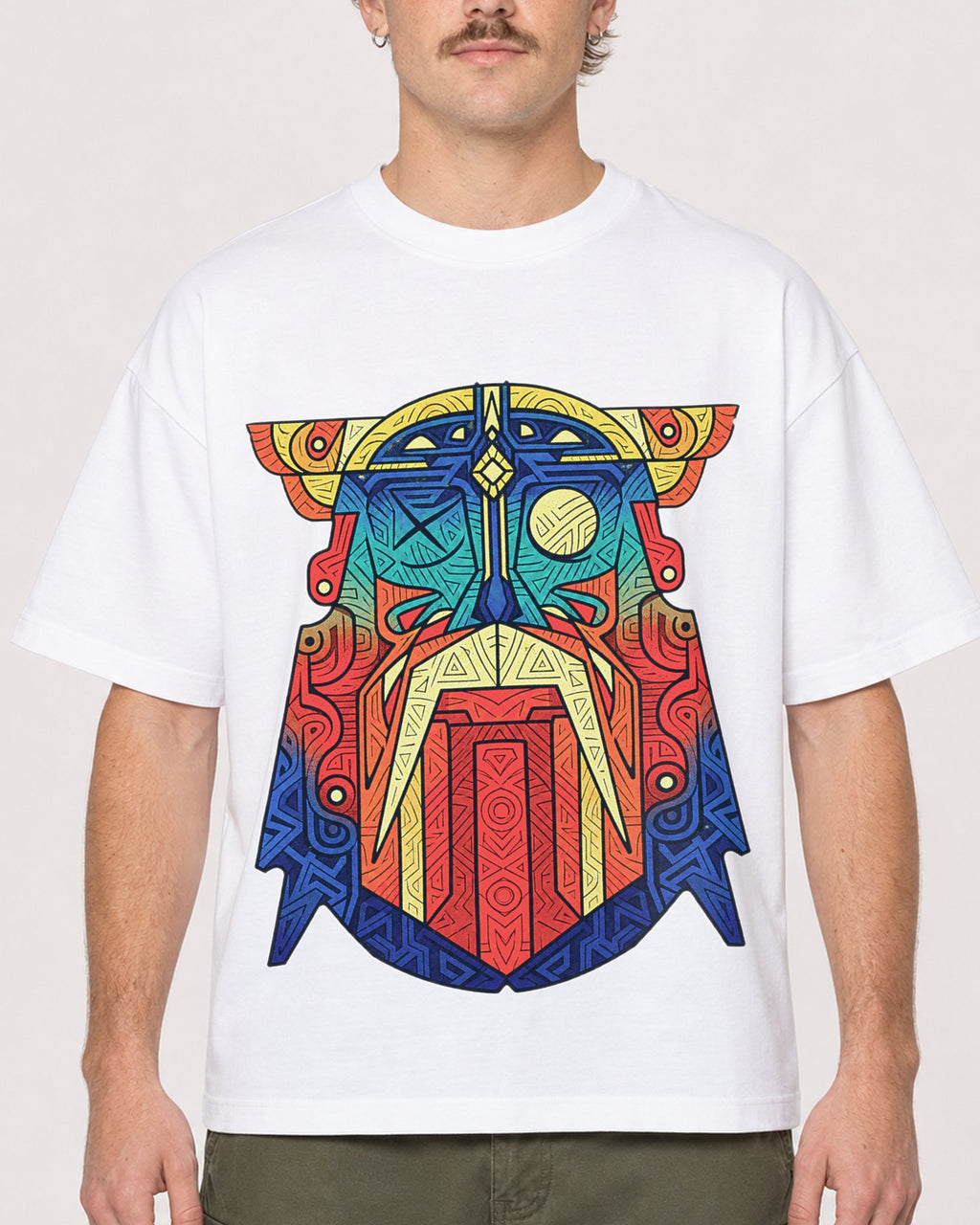 Mockup Boxy Heavyweight Tee White male close-up 19