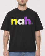 Mockup Boxy Heavyweight Tee Black male close-up 18