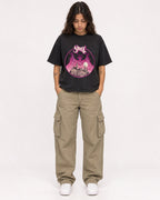 Mockup Boxy Heavyweight Tee Black female full-body 06