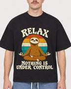 Mockup Boxy Heavyweight Tee Black male close-up 39