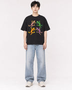Mockup Boxy Heavyweight Tee Black male full-body 01