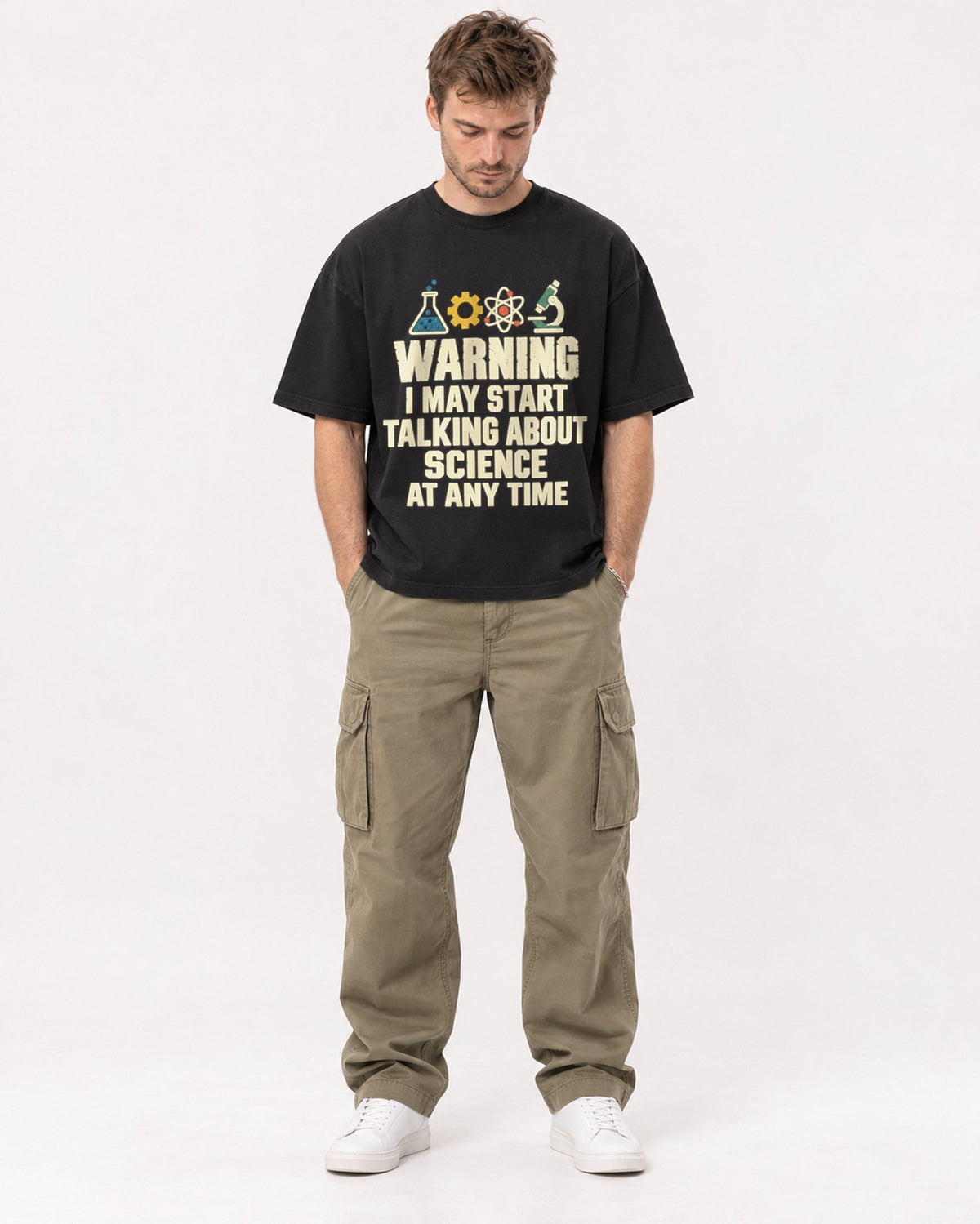 Mockup Boxy Heavyweight Tee Black male full-body 08