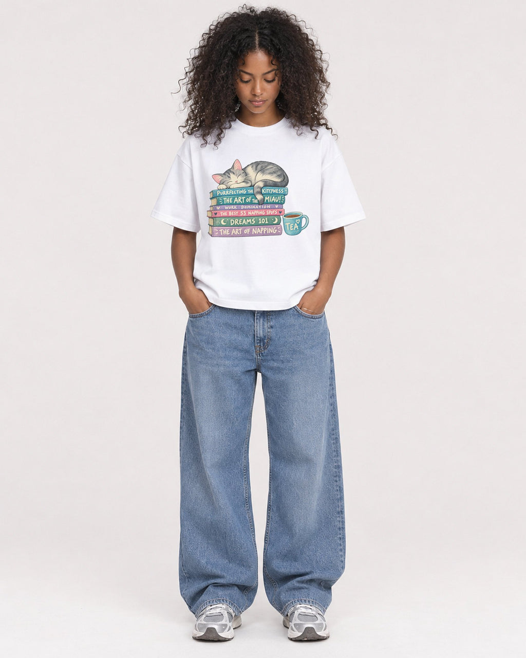Mockup Boxy Heavyweight Tee White female full-body 05