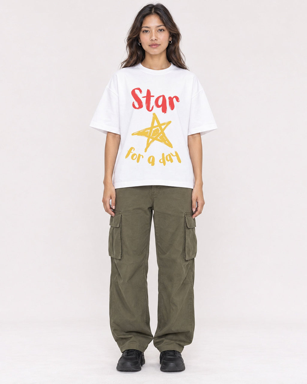 Mockup Boxy Heavyweight Tee White female full-body 02