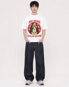 Mockup Boxy Heavyweight Tee White male full-body 01