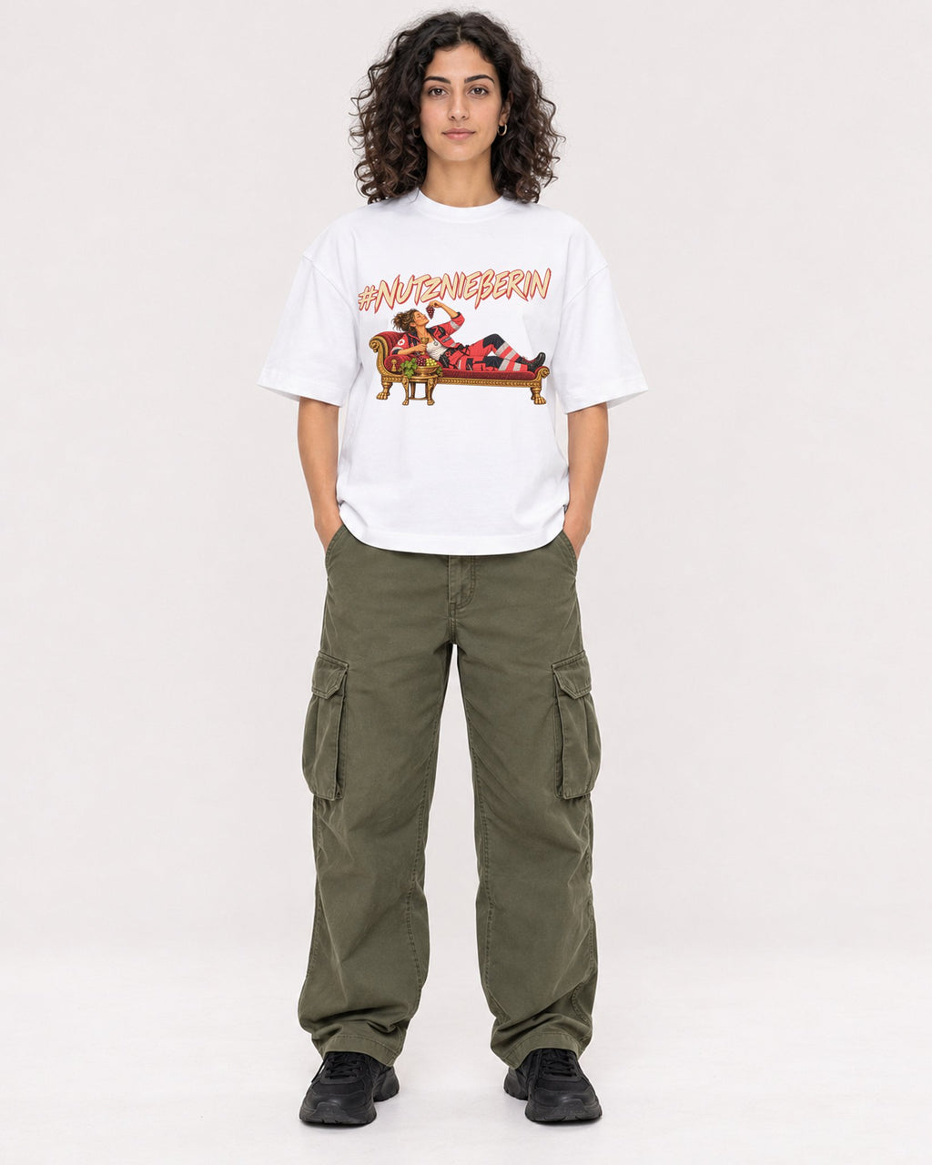Mockup Boxy Heavyweight Tee White female full-body 27