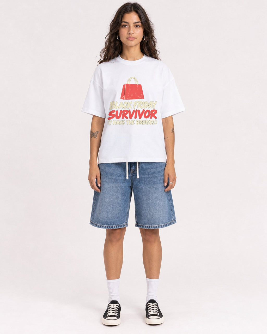 Mockup Boxy Heavyweight Tee White female full-body 06