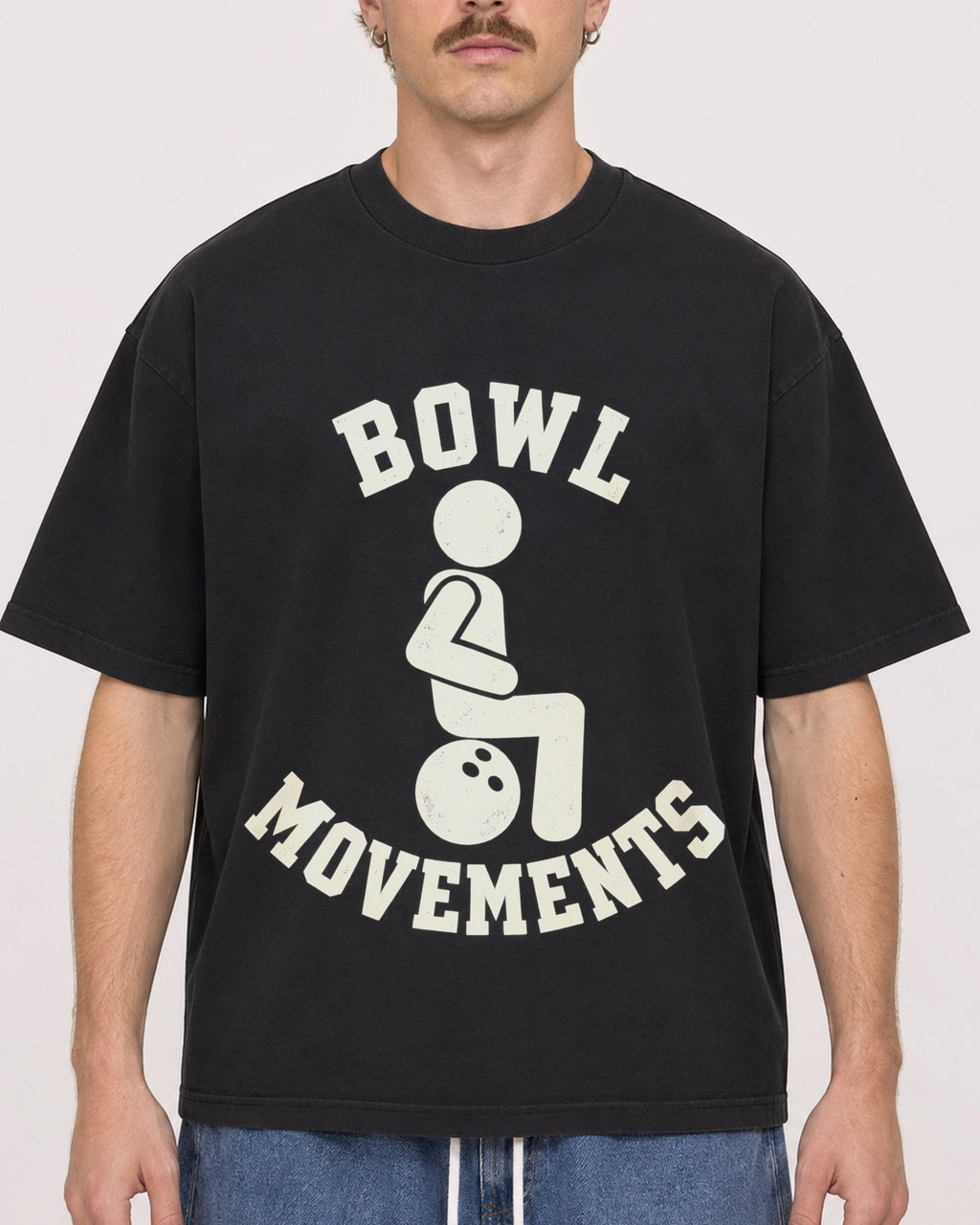 Mockup Boxy Heavyweight Tee Black male close-up 19