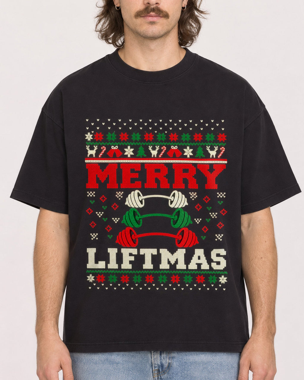 Mockup Boxy Heavyweight Tee Black male close-up 49