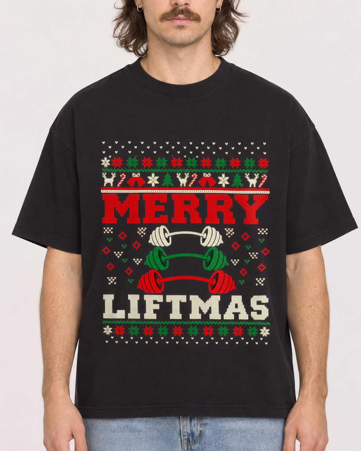 Mockup Boxy Heavyweight Tee Black male close-up 49