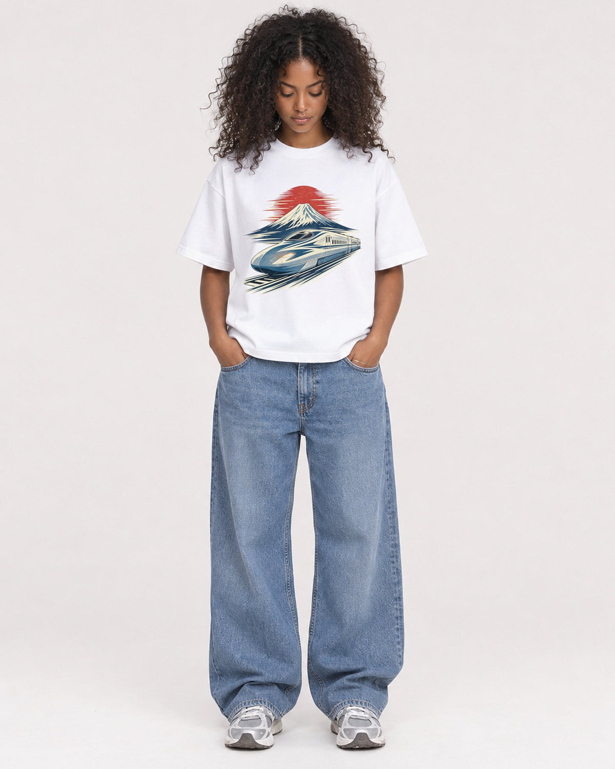 Mockup Boxy Heavyweight Tee White female full-body 05
