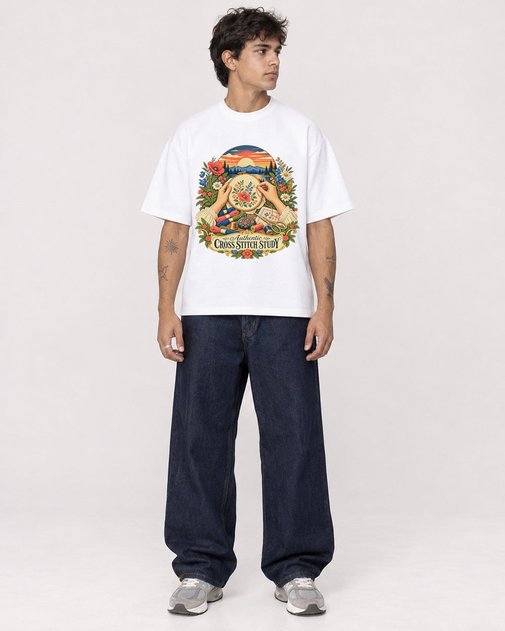 Mockup Boxy Heavyweight Tee White male full-body 06