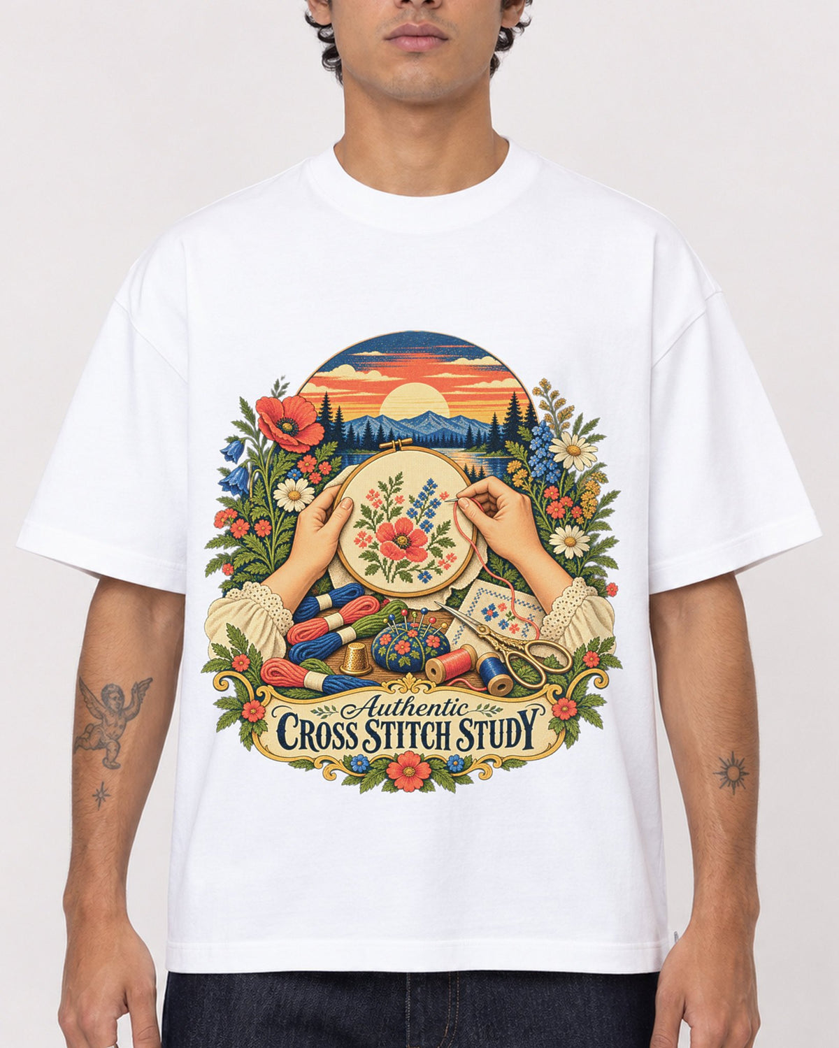 Mockup Boxy Heavyweight Tee White male close-up 06