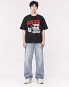 Mockup Boxy Heavyweight Tee Black male full-body 01