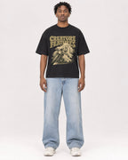 Mockup Boxy Heavyweight Tee Black male full-body 05
