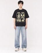 Mockup Boxy Heavyweight Tee Black male full-body 01