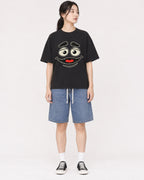 Mockup Boxy Heavyweight Tee Black female full-body 21