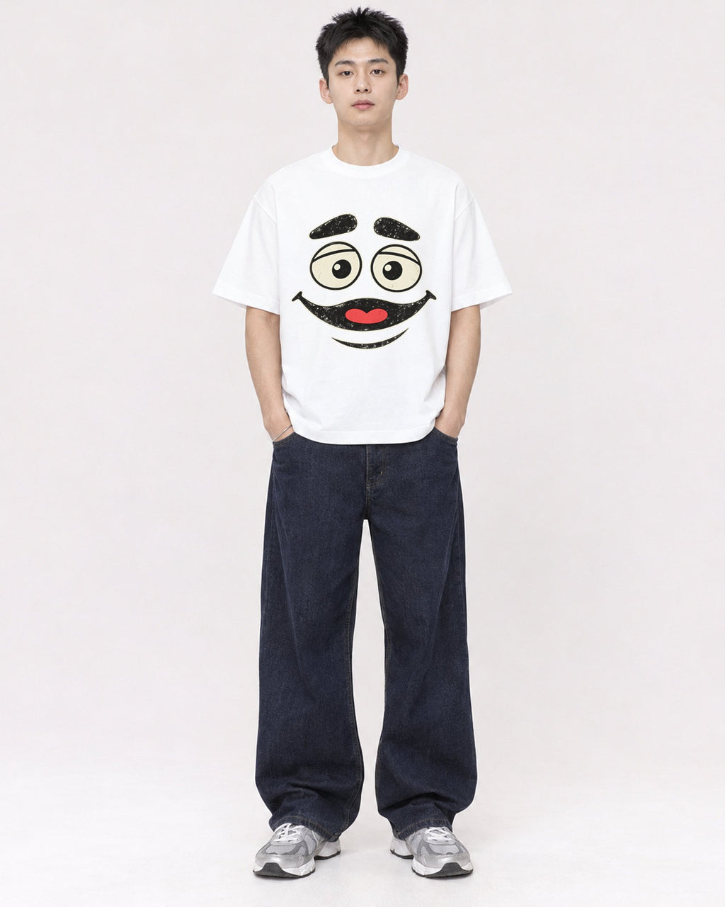 Mockup Boxy Heavyweight Tee White male full-body 21