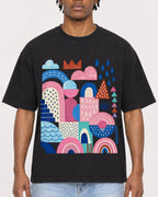Mockup Boxy Heavyweight Tee Black male close-up 05