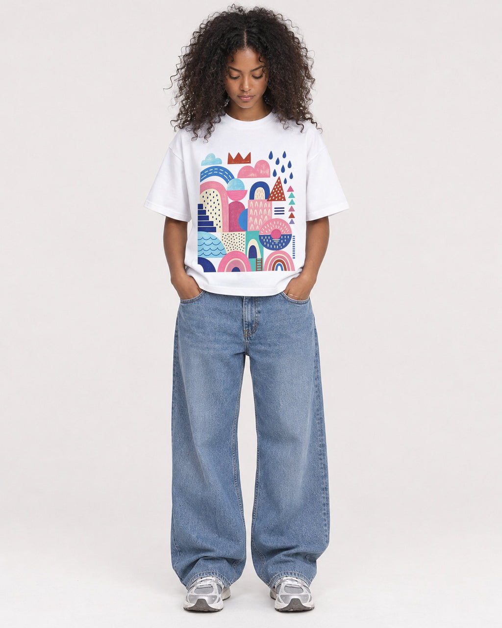 Mockup Boxy Heavyweight Tee White female full-body 05