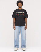 Mockup Boxy Heavyweight Tee Black male full-body 45