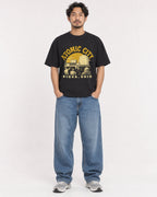 Mockup Boxy Heavyweight Tee Black male full-body 02