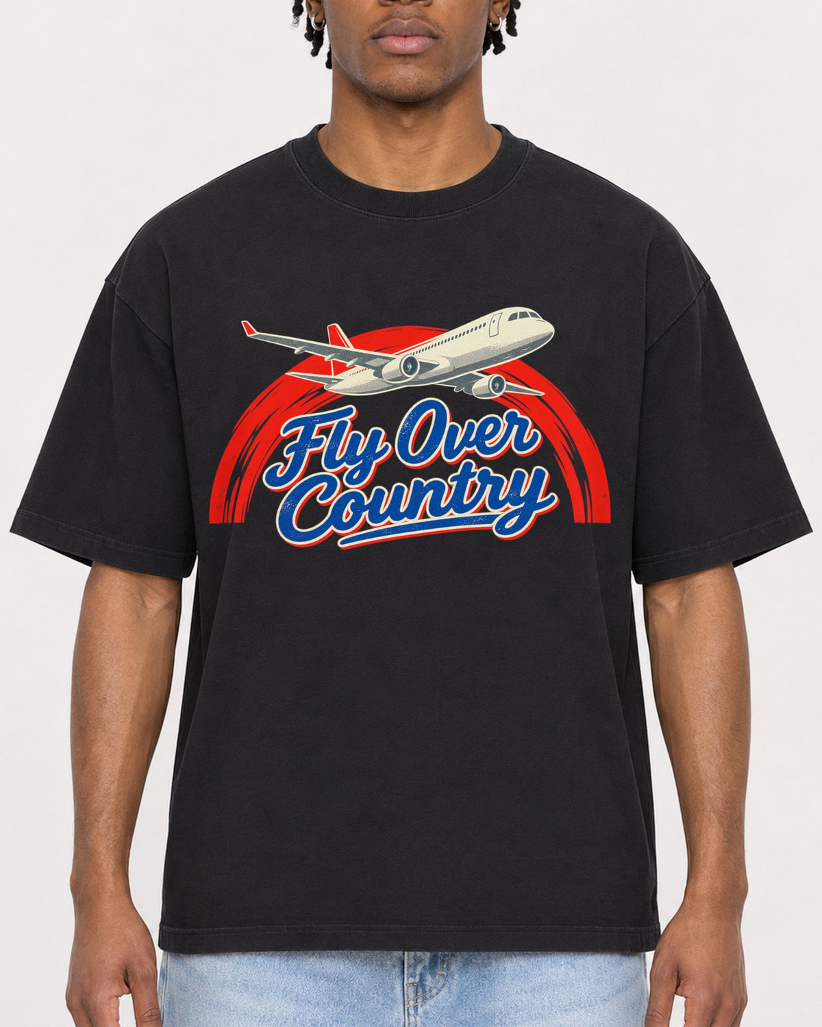 Mockup Boxy Heavyweight Tee Black male close-up 05