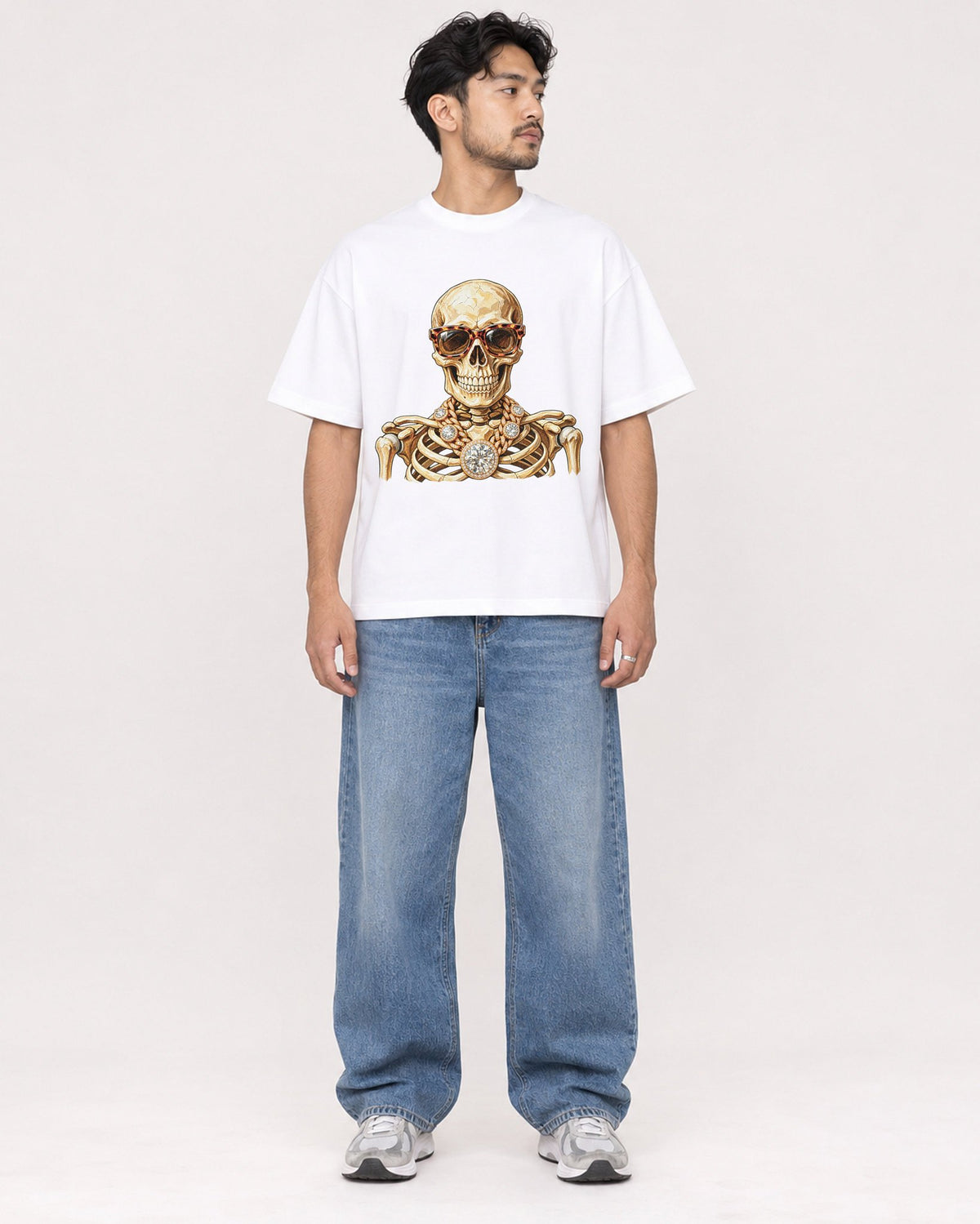 Mockup Boxy Heavyweight Tee White male full-body 02