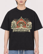 Mockup Boxy Heavyweight Tee Black male close-up 11