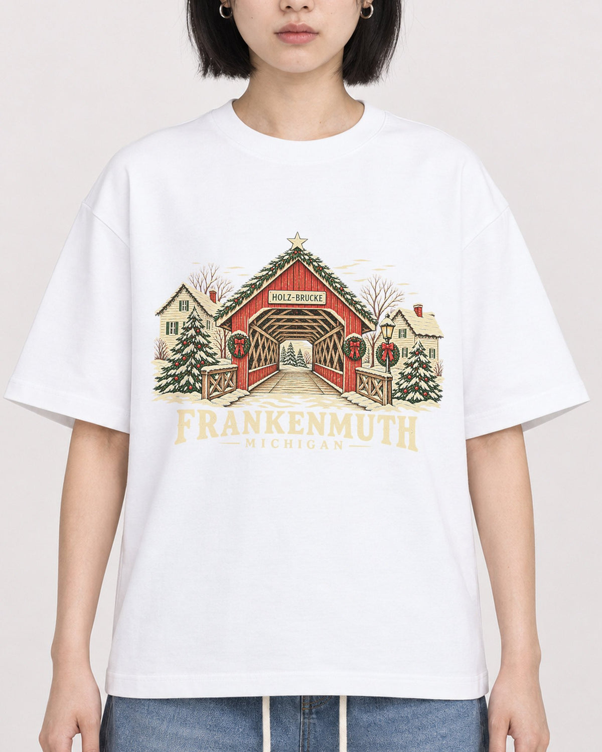 Mockup Boxy Heavyweight Tee White female close-up 11