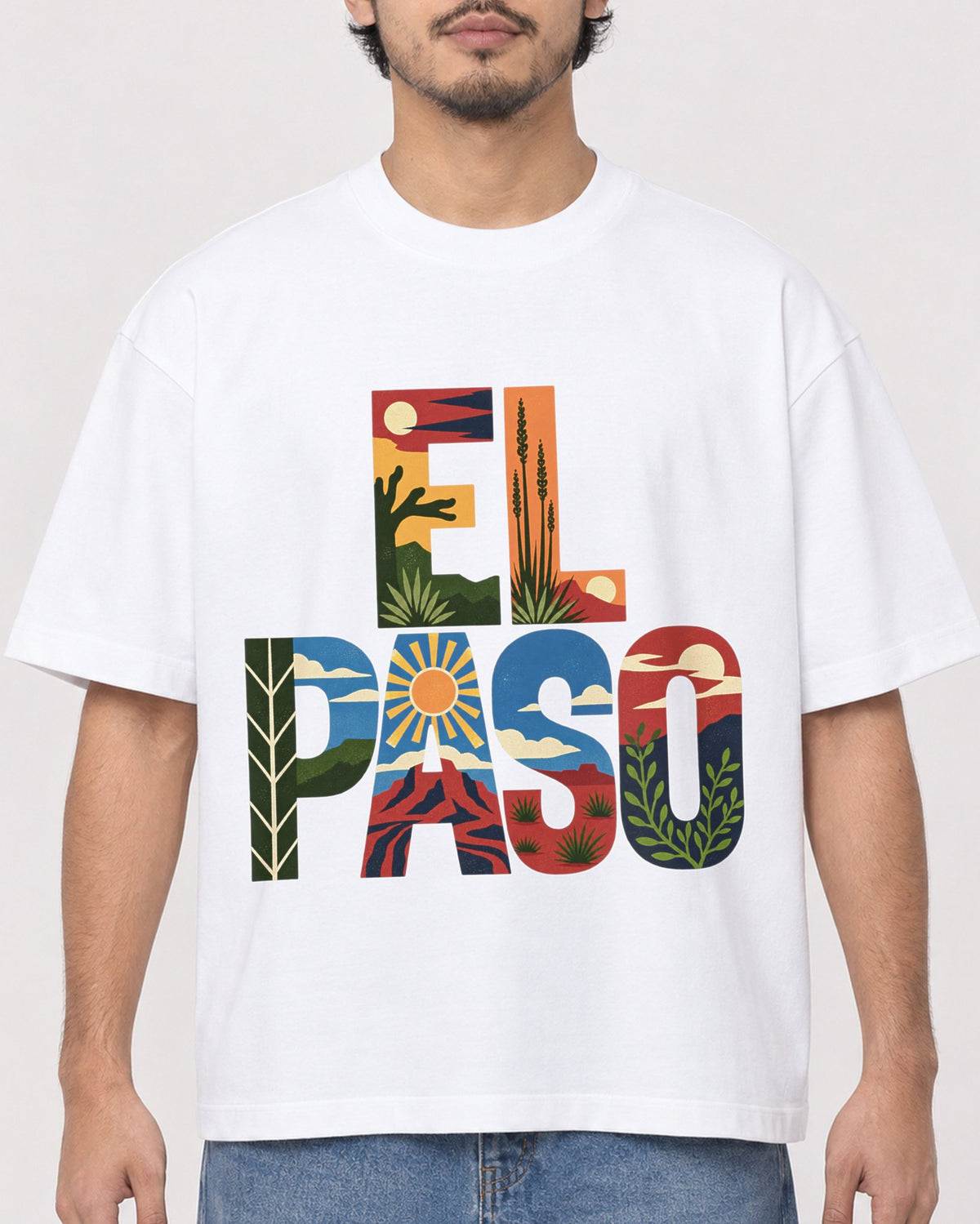 Mockup Boxy Heavyweight Tee White male close-up 02