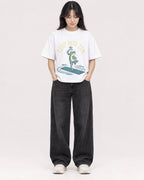 Mockup Boxy Heavyweight Tee White female full-body 13