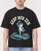 Mockup Boxy Heavyweight Tee Black male close-up 13