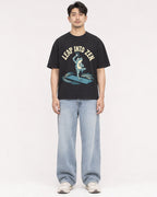 Mockup Boxy Heavyweight Tee Black male full-body 13