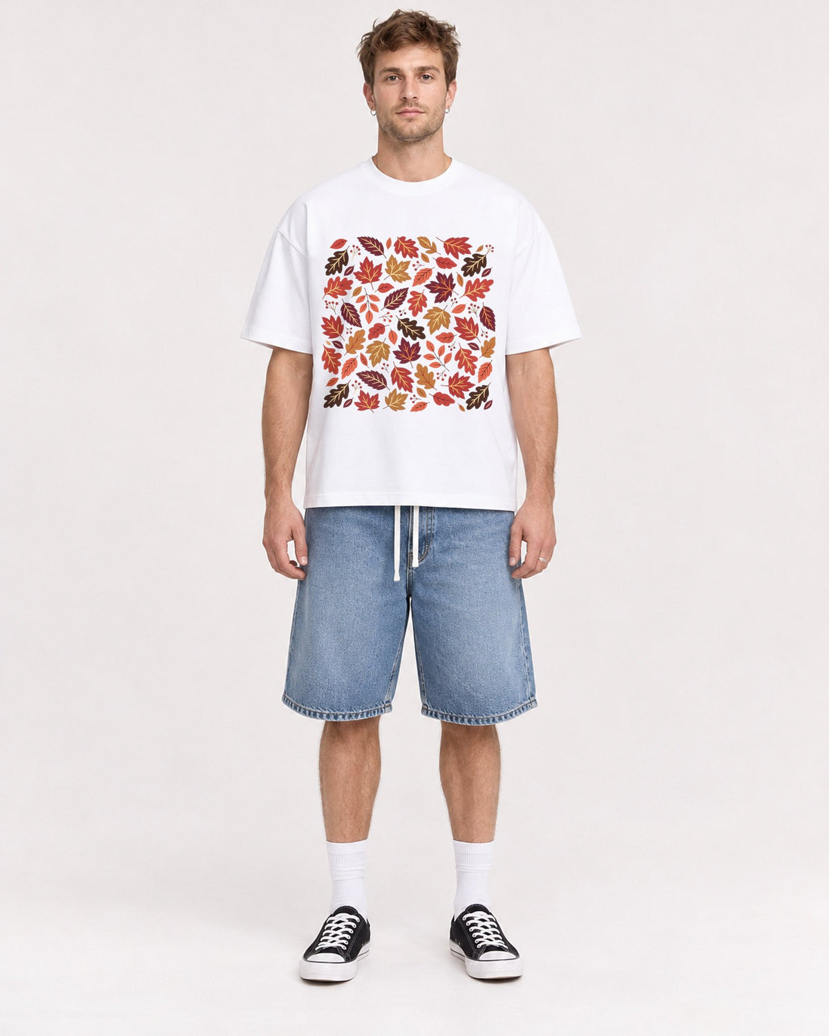 Mockup Boxy Heavyweight Tee White male full-body 08