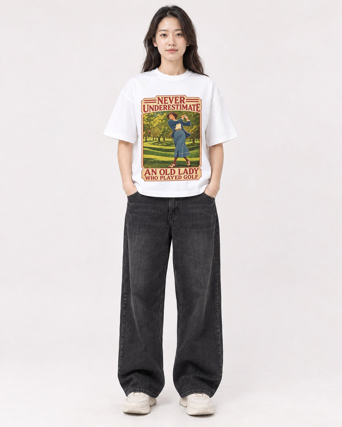Mockup Boxy Heavyweight Tee White female full-body 03