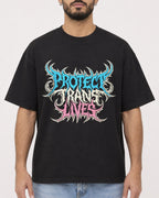 Mockup Boxy Heavyweight Tee Black male close-up 37