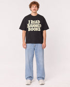 Mockup Boxy Heavyweight Tee Black male full-body 09