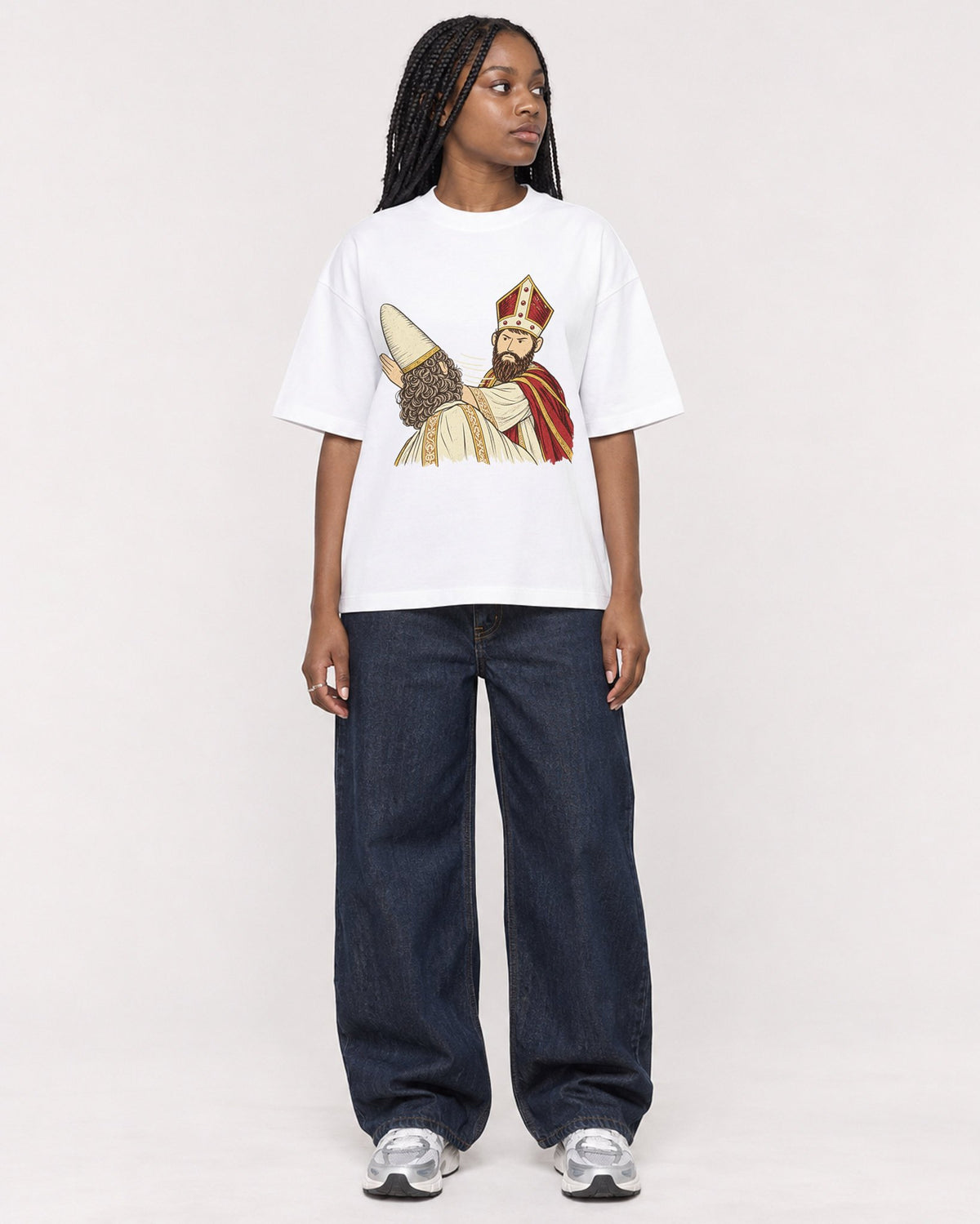 Mockup Boxy Heavyweight Tee White female full-body 04