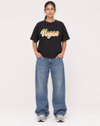 Mockup Boxy Heavyweight Tee Black female full-body 16