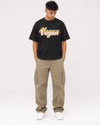 Mockup Boxy Heavyweight Tee Black male full-body 16