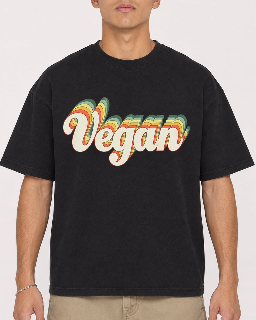 Mockup Boxy Heavyweight Tee Black male close-up 16