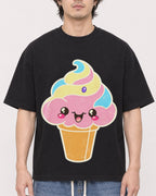 Mockup Boxy Heavyweight Tee Black male close-up 03